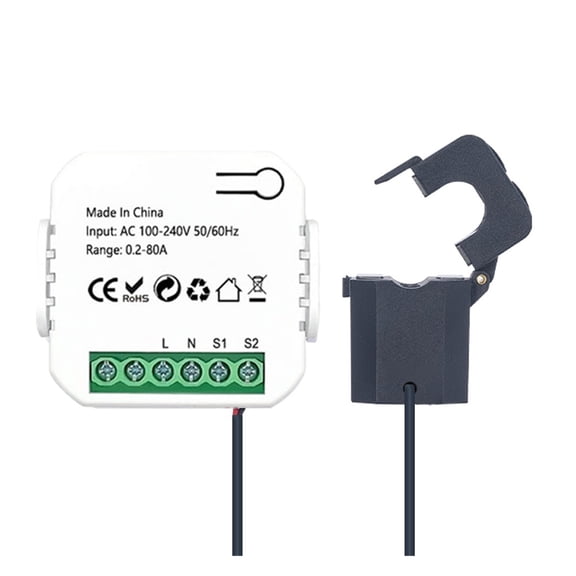 1/2 CT Clamp Energy Meter 80A Power Monitor Tuya Current Transformer Power Consumption Electricity Statistics ,Easy to Install