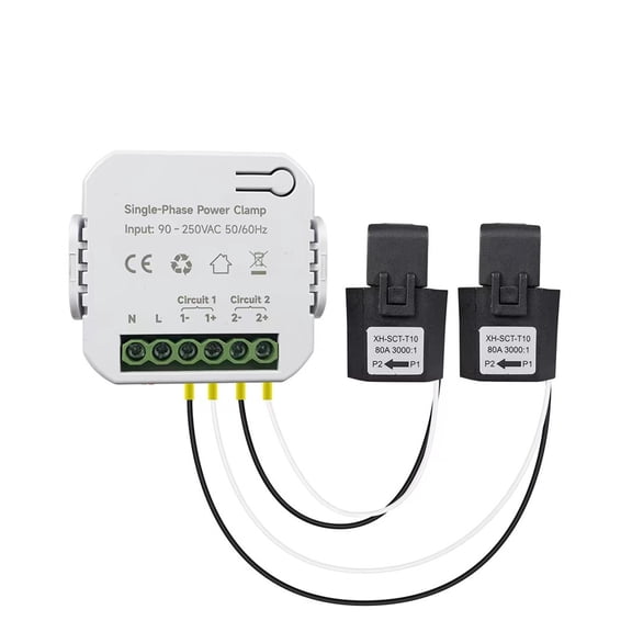 1/2 CT Clamp Energy Meter 80A Power Monitor Tuya Current Transformer Power Consumption Electricity Statistics ,Easy to Install