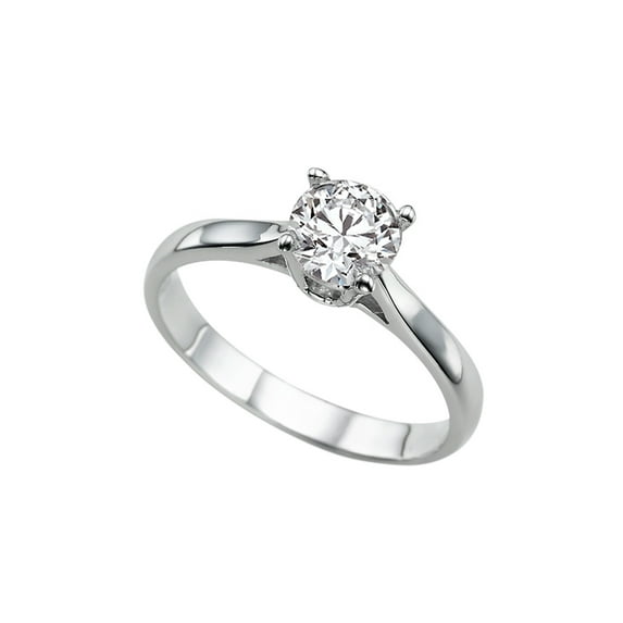 1/2 CT Diamond Engagement Ring in 14K White Gold (I-J color,I1-SI2 clarity) Solitaire Cathedral Round
