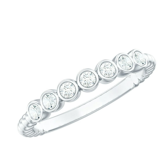 Rosec Jewels Natural Diamond Seven Stone Stackable Ring for Women - April Birthstone Jewelry, 14K White Gold, US 9.00