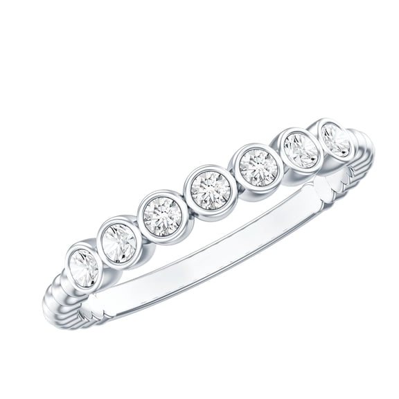 Rosec Jewels Natural Diamond Seven Stone Stackable Ring for Women - April Birthstone Jewelry, 925 Sterling Silver, US 4.00