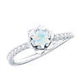 thumbnail image 1 of 1/2 CT Ethiopian Opal and Diamond Flower Engagement Ring, Round Shape Ethiopian Opal Solitaire Engagement Ring, October Birthstone Ring, 18K White Gold, US 13.00, 1 of 9