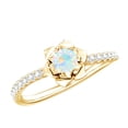 thumbnail image 1 of 1/2 CT Ethiopian Opal and Diamond Flower Engagement Ring, Round Shape Ethiopian Opal Solitaire Engagement Ring, October Birthstone Ring, 18K Yellow Gold, US 8.50, 1 of 9