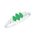 thumbnail image 1 of Rosec Jewels Natural Emerald Diamond Anniversary Ring for Women - Marquise Emerald Ring - AAA Quality - Ready to Gift, 14K White Gold, US 11.50, 1 of 5