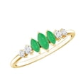 thumbnail image 1 of Rosec Jewels Natural Emerald Diamond Anniversary Ring for Women - Marquise Emerald Ring - AAA Quality - Ready to Gift, 18K Yellow Gold, US 11.00, 1 of 5