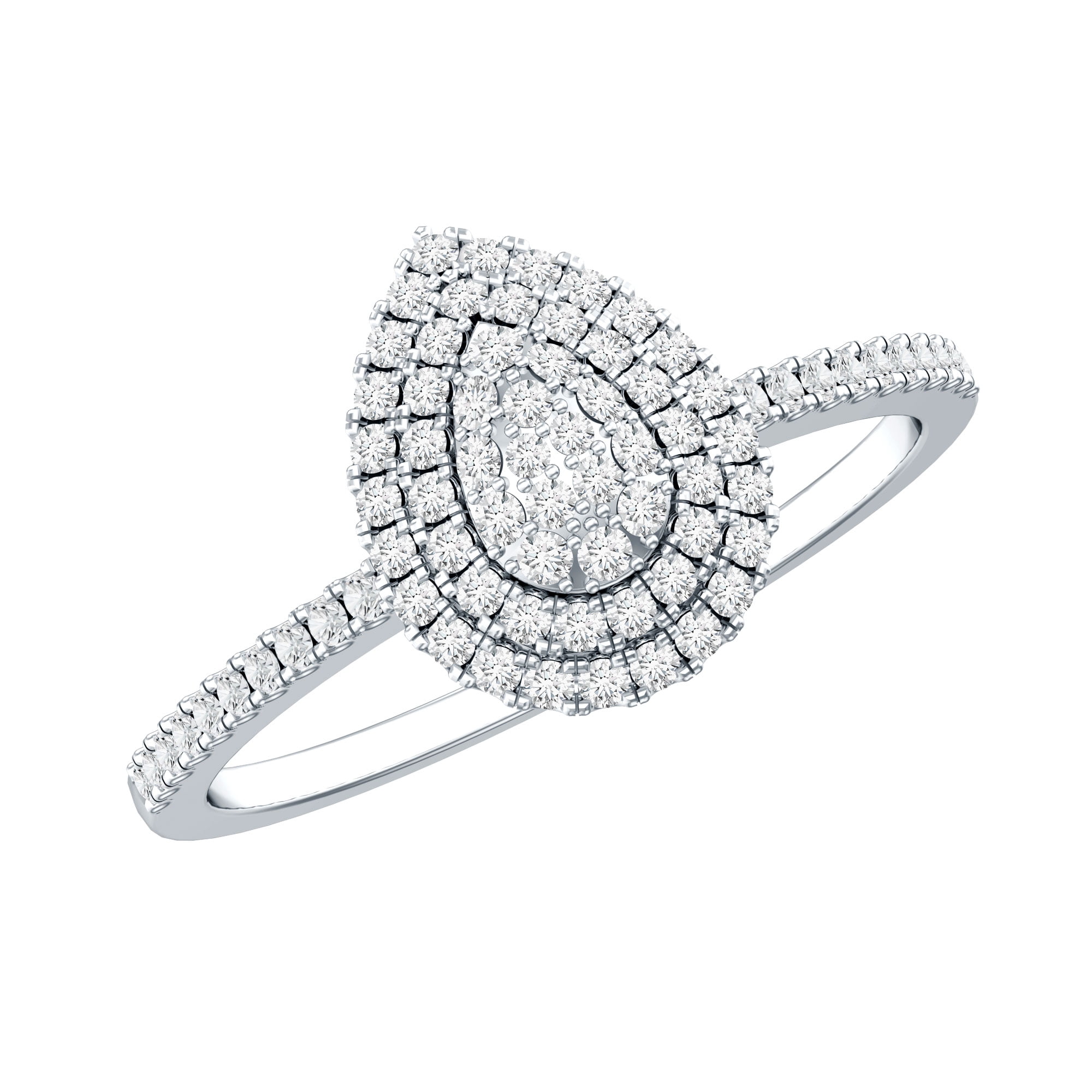 Rosec Jewels Certified Moissanite Pear Shape Engagement Ring for Women, 925 Sterling Silver, US 4.00