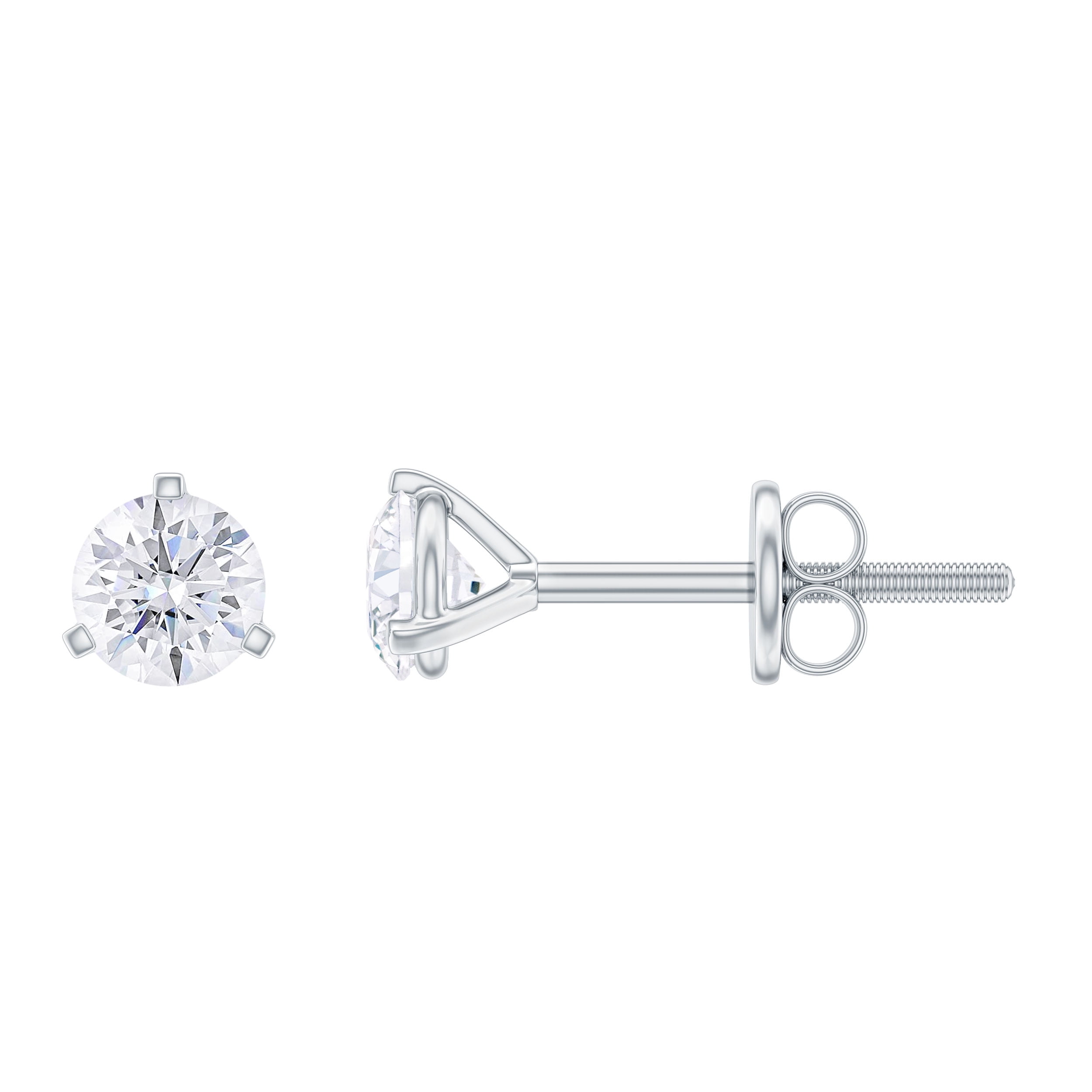 14k White Gold 1/2ct 4mm Round Moissanite 3-Prong Martini Post Earrings 14k White Gold 1/2ct 4mm Round Moissanite 3-Prong Martini Post Earrings