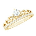 thumbnail image 1 of Rosec Jewels Natural Diamond Promise Ring for Women - Crown Ring - HI Color SI Clarity - Ready to Gift for Valentines, 14K Yellow Gold, US 10.00, 1 of 9