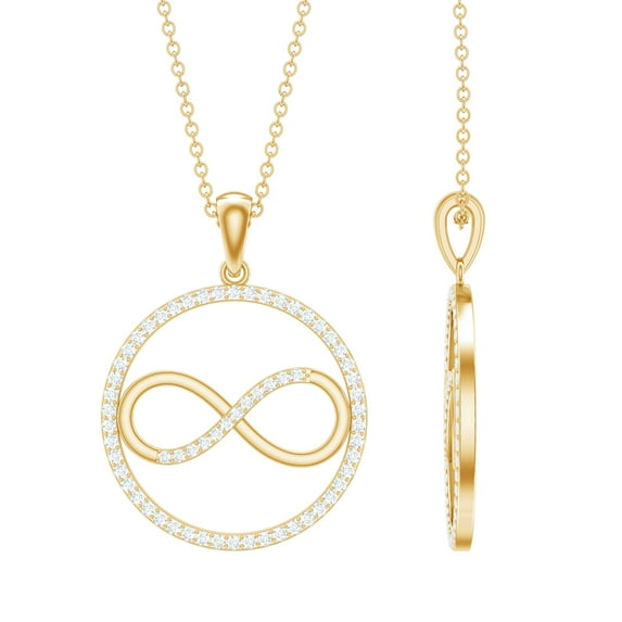 Rosec Jewels Infinity Diamond Circle Necklace for Women (HI-SI Grade) - Pave Diamond Pendant - Ready to Gift for Valentines Day, 14K Yellow Gold