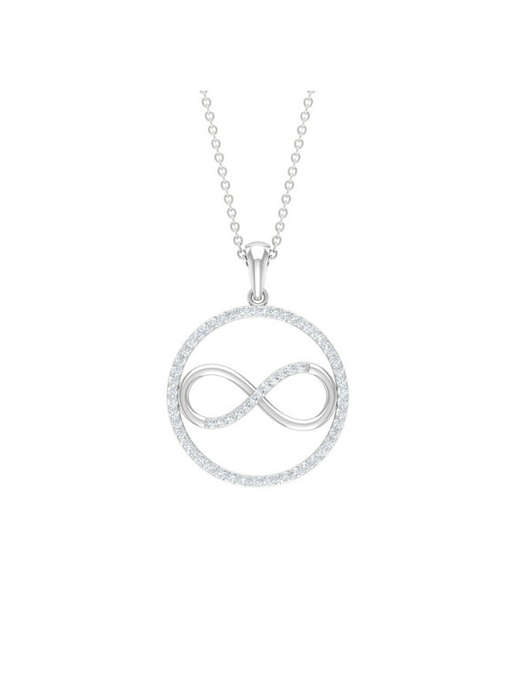 1/2 CT Round Cut Diamond Open Circle Eternity Infinity Pendant for Women, 925 Sterling Silver