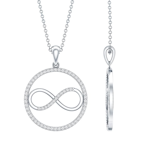 Rosec Jewels Infinity Diamond Circle Necklace for Women (HI-SI Grade) - Pave Diamond Pendant - Ready to Gift for Valentines Day, 925 Sterling Silver