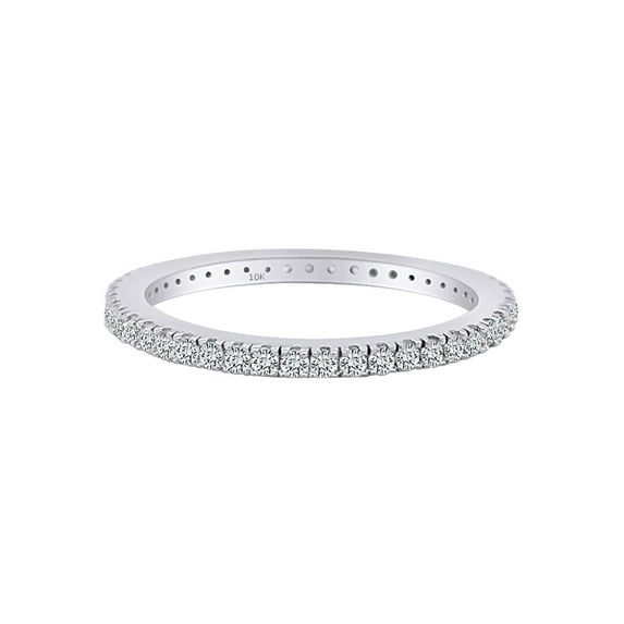 1/2 CT Round Cut Natural White Diamond Eternity Wedding Band Ring For women In 10K Solid White Gold (Color: I-J, Clarity: I2-I3, 0.50 Cttw) -7.5