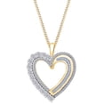 thumbnail image 1 of AFFY 1/2 CT Round Shape White Natural Diamond Double Heart Pendant Necklace 14k Yellow Gold Over Sterling Silver 18" Chain (I-J Color, I2-I3 Clarity, 0.50 Cttw), 1 of 1