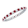 thumbnail image 1 of Rosec Jewels Natural Ruby Eternity Ring for Women - AAA Quality - Ruby Diamond Stackable Ring - Jewelry Box Included, 10K White Gold, US 7.00, 1 of 8
