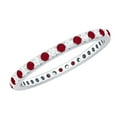 thumbnail image 1 of Rosec Jewels Natural Ruby Eternity Ring for Women - AAA Quality - Ruby Diamond Stackable Ring - Jewelry Box Included, 14K White Gold, US 10.00, 1 of 7