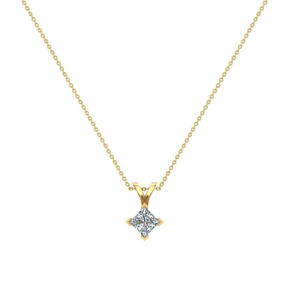1/2 CT TW Princess Cut Kite Diamond Pendant Necklace for Women 14K Gold (G, I1)
