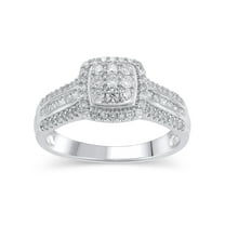 1/2 CTW (SI2, H-I) Cushion Composite Lab Grown Diamond Women Engagement Ring Sterling Silver