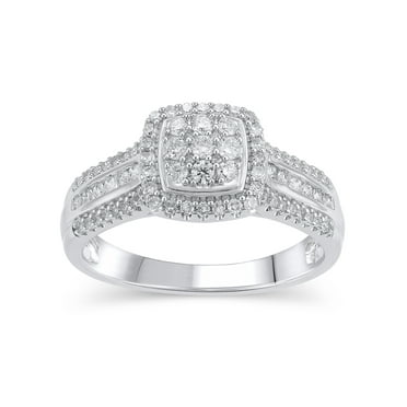 1/2 CTW (SI2, H-I) Cushion Composite Lab Grown Diamond Women Engagement Ring Sterling Silver