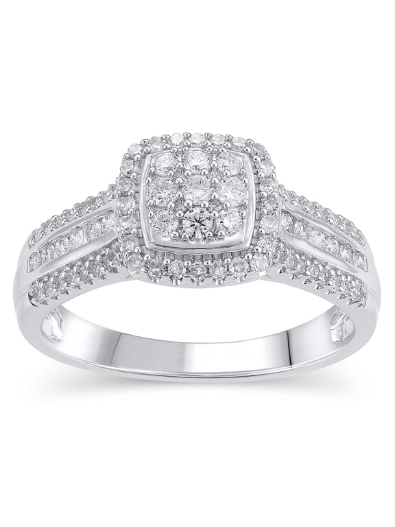 1/2 CT Composite Lab Grown Diamond Women Engagement Ring Sterling Silver