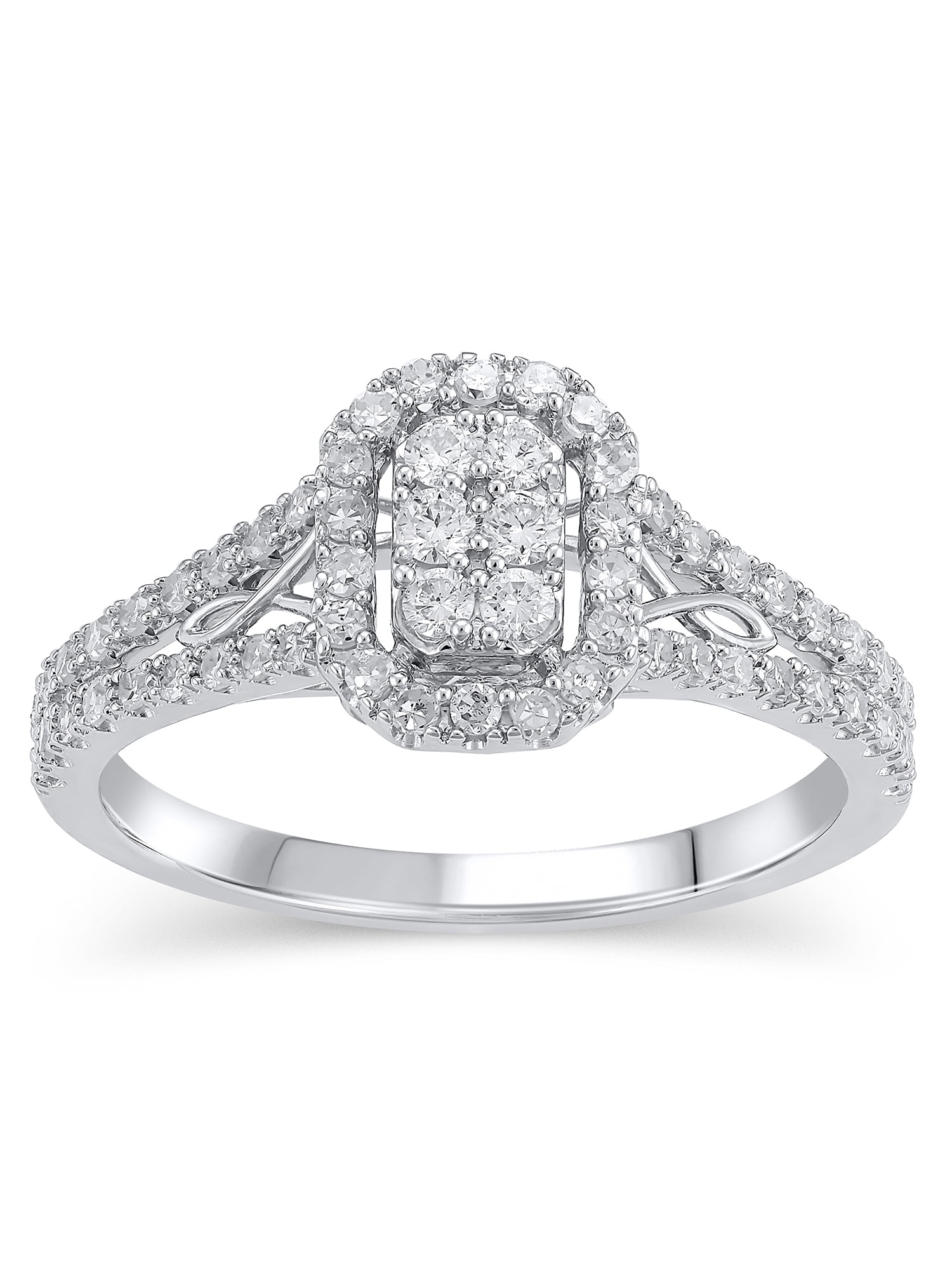 Brilliance Fine Jewelry 1/2 CT Composite Lab Grown Diamond Women Engagement Ring Sterling Silver