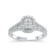 BRILLIANCE FINE JEWELRY 1/2 CT Composite Lab Grown Diamond Women Engagement Ring Sterling Silver