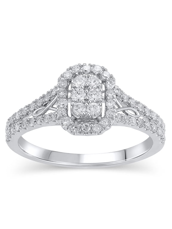 1/2 CT Composite Lab Grown Diamond Women Engagement Ring Sterling Silver