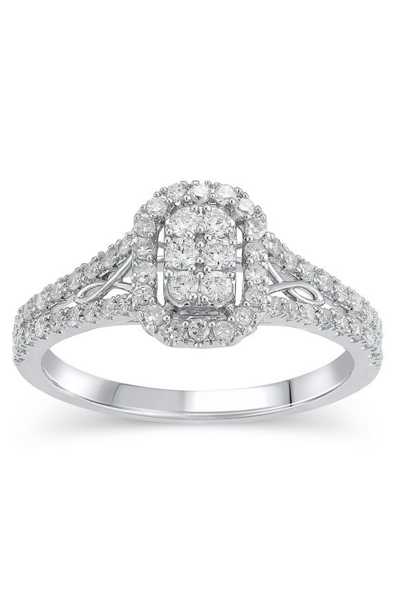 1/2 CT Composite Lab Grown Diamond Women Engagement Ring Sterling Silver