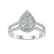 BRILLIANCE FINE JEWELRY 1/2 CT Composite Lab Grown Diamond Women Engagement Ring Sterling Silver