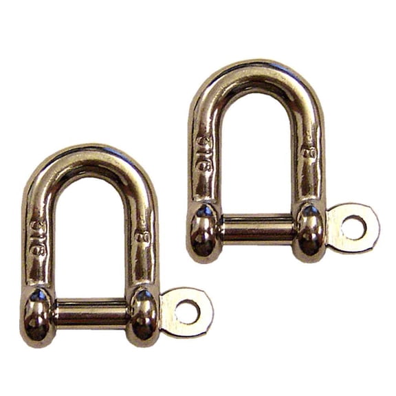 1/2" Captive Pin D Shackle Stainless Steel - 2 Pack
