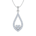 thumbnail image 1 of 1/2 Carat 3-Stone Diamond Drop Pendant Necklace in 14K White Gold (Silver Cable Chain), 1 of 3