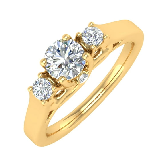 1/2 Carat 3-Stone Diamond Engagement Ring in 10K Yellow Gold (Ring Size 6.75)