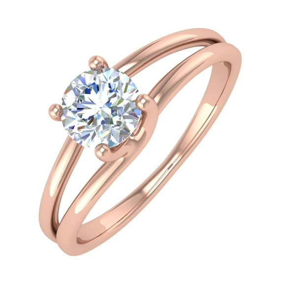 1/2 Carat 4-Prong Set Diamond Solitaire Engagement Ring in 14K Rose Gold (Ring Size 4.25)