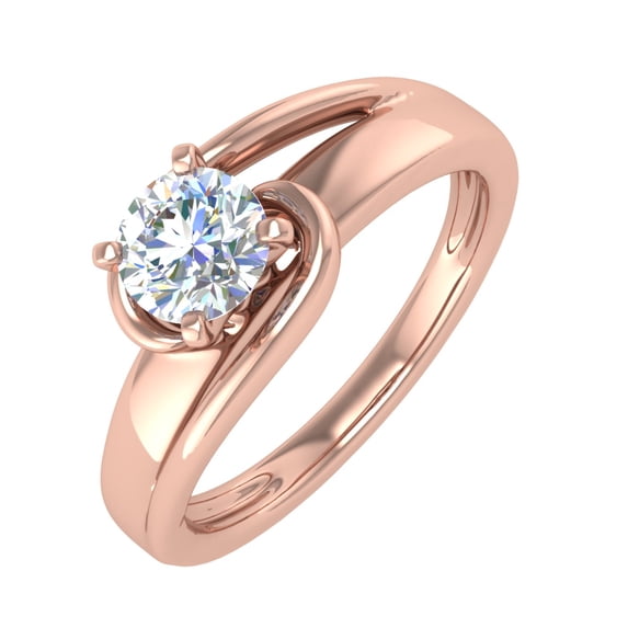 1/2 Carat 4-Prong Set Diamond Solitaire Engagement Ring in 14K Rose Gold (Ring Size 4.5)