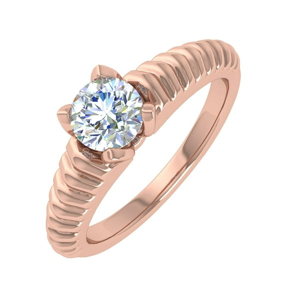 1/2 Carat 4-Prong Set Diamond Solitaire Engagement Ring in 14K Rose Gold (Ring Size 8.25)