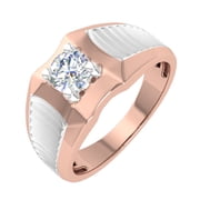 1/2 Carat 4-Prong Set Diamond Solitaire Mens Wedding Band Ring in 14K Rose Gold Ring Size 7