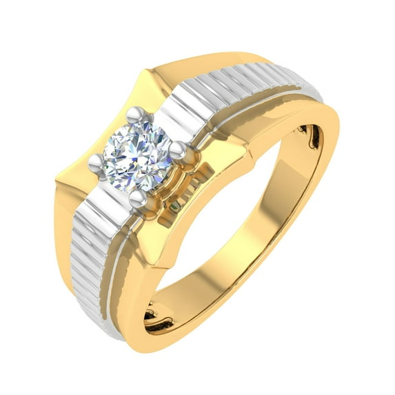 1/2 Carat 4-Prong Set Diamond Solitaire Men's Wedding Band Ring in 14K Yellow Gold (Ring Size 10.5)