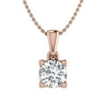 thumbnail image 1 of 1/2 Carat 4-Prong Set Diamond Solitaire Pendant Necklace in 14K Rose Gold (Silver Chain Included) - IGI Certified, 1 of 3