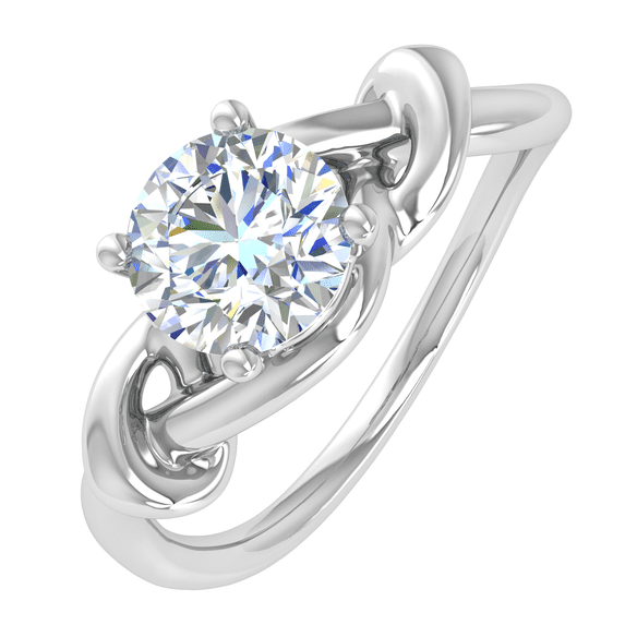 1/2 Carat 4-Prong Set Twisted Diamond Solitaire Engagement Ring in 14K White Gold (Ring Size 9.25)