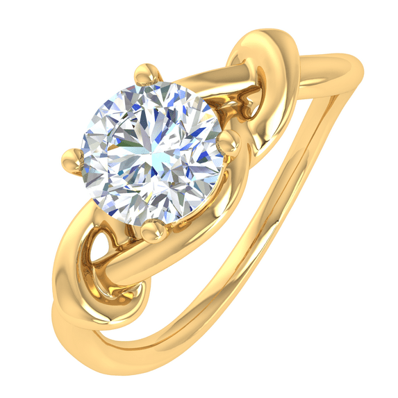 1/2 Carat 4-Prong Set Twisted Diamond Solitaire Engagement Ring in 14K Yellow Gold (Ring Size 8.25)