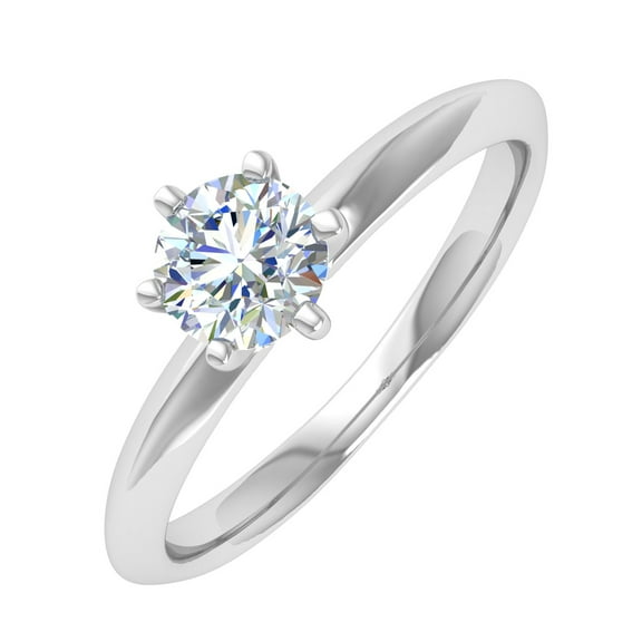 1/2 Carat 6-Prong Set Diamond Solitaire Engagement Ring in 10K White Gold (Ring Size 7)