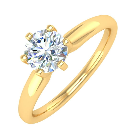 1/2 Carat 6-Prong Set Diamond Solitaire Engagement Ring in 10K Yellow Gold (Ring Size 6.25)
