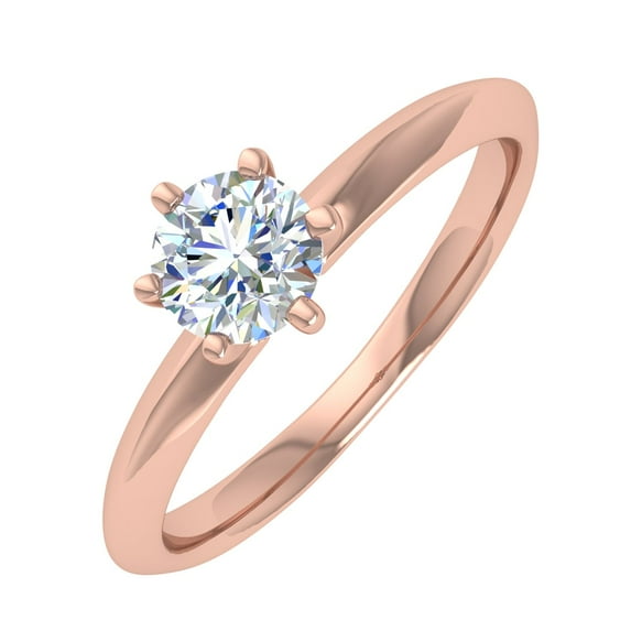 1/2 Carat 6-Prong Set Diamond Solitaire Engagement Ring in 14K Rose Gold (Ring Size 5)