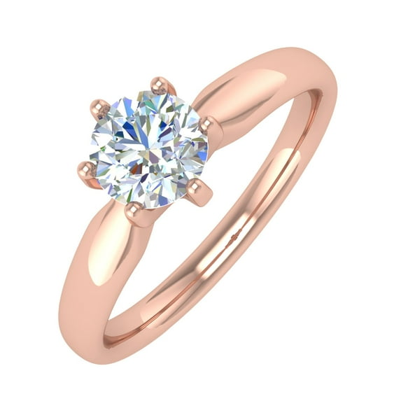 1/2 Carat 6-Prong Set Diamond Solitaire Engagement Ring in 14K Rose Gold (Ring Size 9.5)