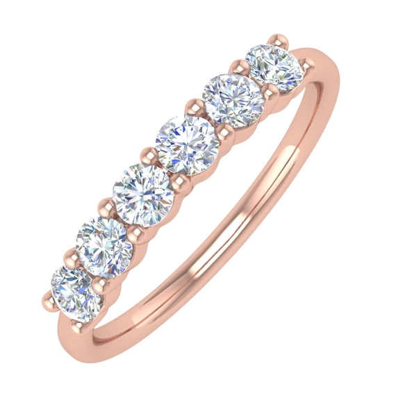 1/2 Carat 6-Stone Diamond Wedding Band Ring in 14K Rose Gold (Ring Size 9.25)