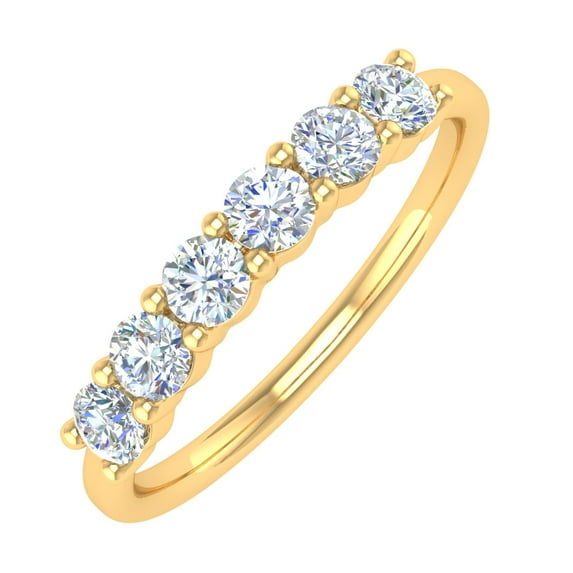 1/2 Carat 6-Stone Diamond Wedding Band Ring in 14K Yellow Gold (Ring Size 8)