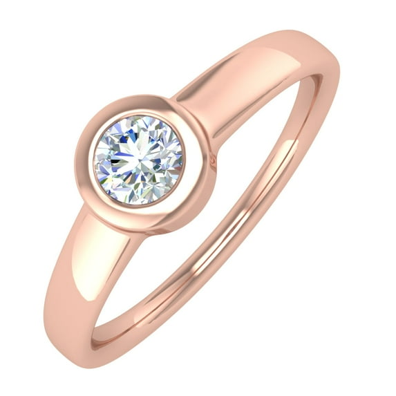 1/2 Carat Bezel Set Diamond Solitaire Engagement Ring in 14K Rose Gold (Ring Size 10.5)