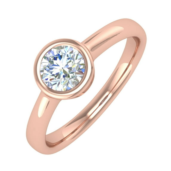 1/2 Carat Bezel Set Diamond Solitaire Engagement Ring in 14K Rose Gold (Ring Size 8.75)