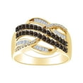 thumbnail image 1 of AFFY 1/2 Carat Brown & White Natural Diamond Bypass Ring 10K Solid Yellow Gold (0.50 Cttw)-Ring Size-5.5, 1 of 1