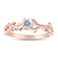 thumbnail image 1 of 1/2 Carat Center Round Cut Moissanite Lab Created Diamond Twisted Leaf Solitaire Engagement Promise Ring In 14K Rose Gold Over Sterling Silver(0.55 Cttw)-9.5, 1 of 6