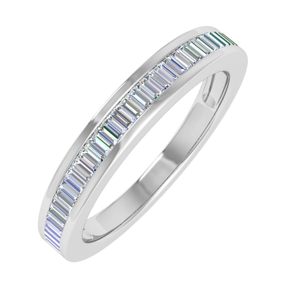 1/2 Carat Channel Set Baguette Shape Diamond Wedding Band Ring in 10K White Gold (Ring Size 9)